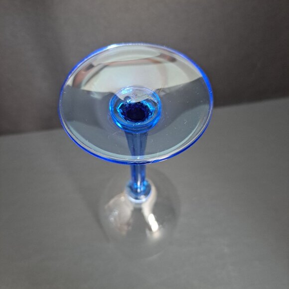 American Stemware Penthouse Sapphire Wine Glass 7 5/8" Blue Stem Elegant Clear - Picture 7 of 8